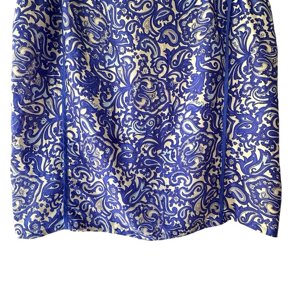 LOFT | NWOT SLEEVELESS PAISLEY TOP BLUE & GRAY EXPOSED BACK ZIPPER | MEDIUM - Picture 4 of 10